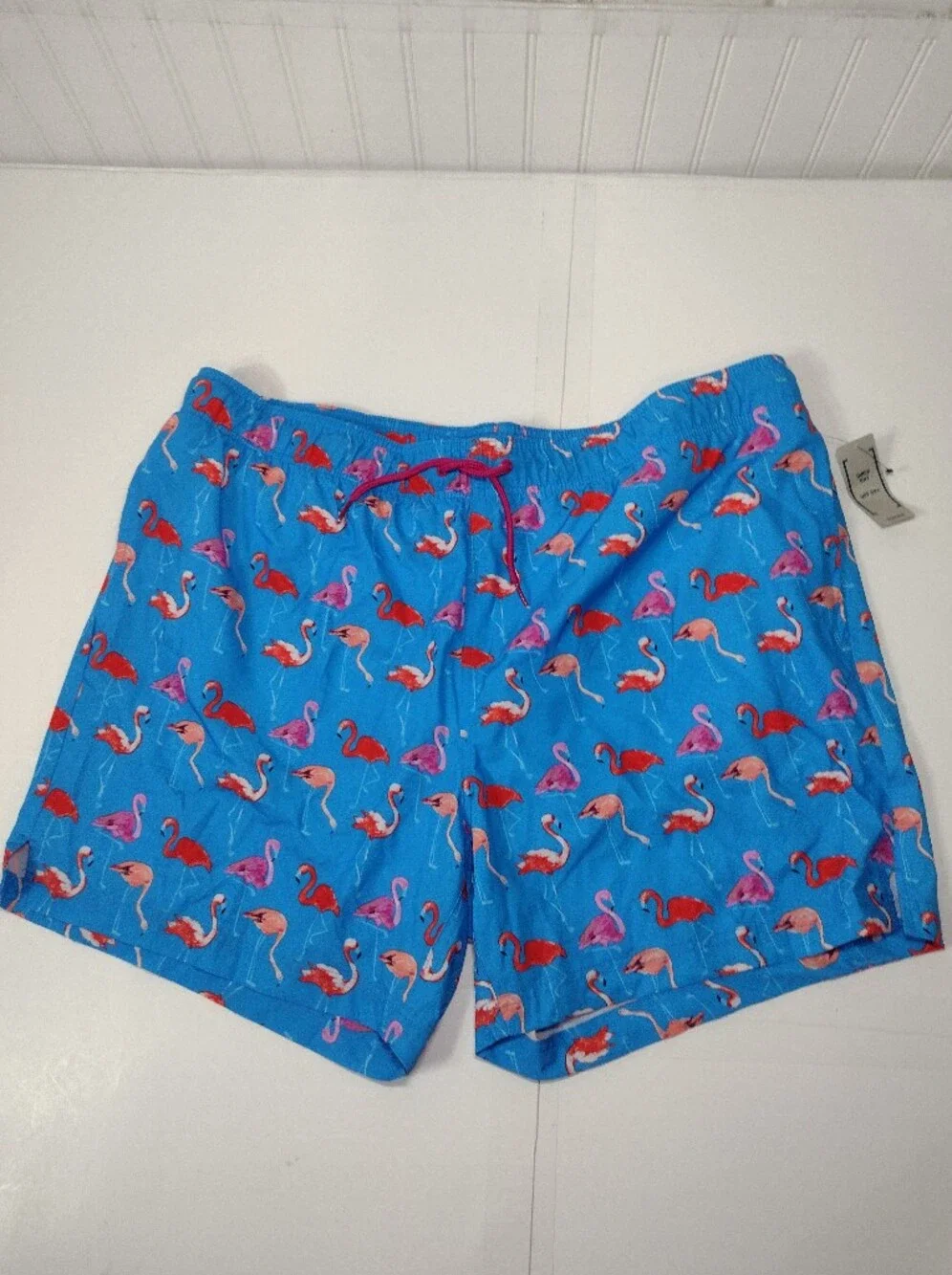 George Men's Blue Flamingo Print Swim Trunks (2XL)